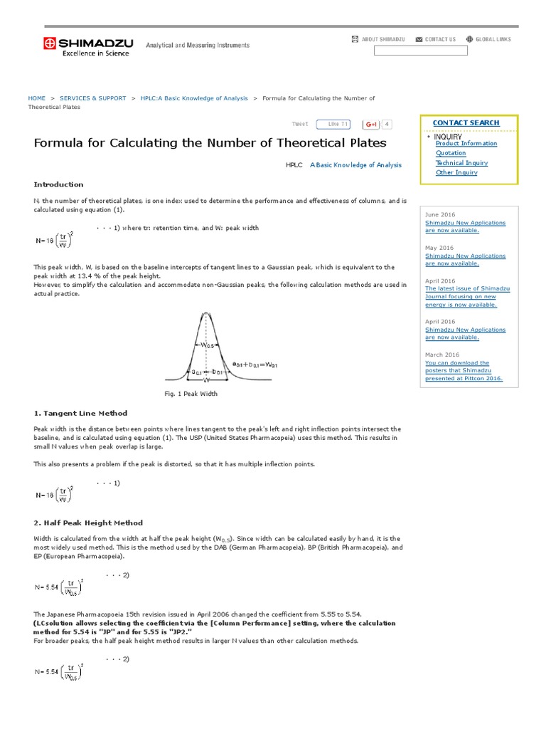 Formula for Calculating the Number of Theoretical Plates _ SHIMADZU