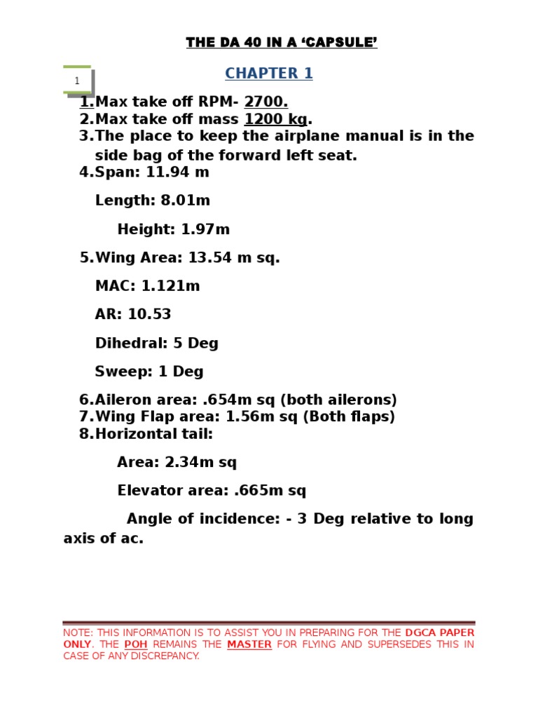 DA 40 Aircraft Specifications Guide | PDF | Ignition System | Flap ...