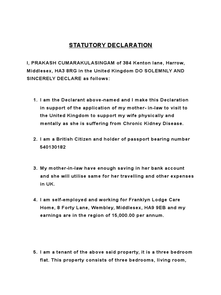 Statutory Declaration