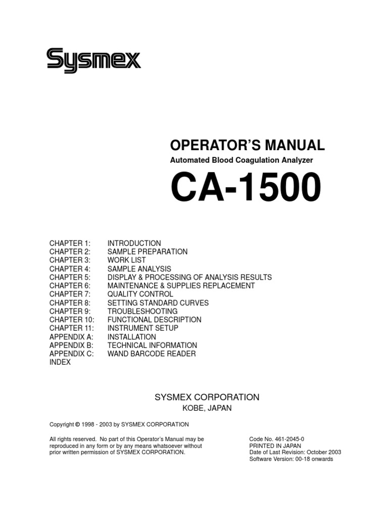 CA-1500 Operators Manual | PDF | Data Analysis | Barcode