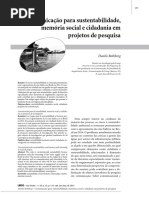 Comunicação Para Sustentabilidade, Memória Social e Cidadania Em Projetos de Pesquisa
