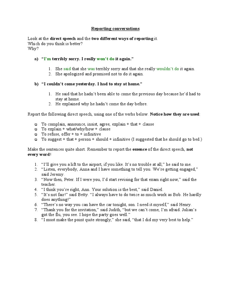 I'm Won't Do: Reporting Conversations | PDF | Syntax | Grammar