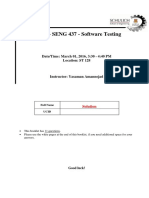 SENG 437 Quiz 1 Software Testing