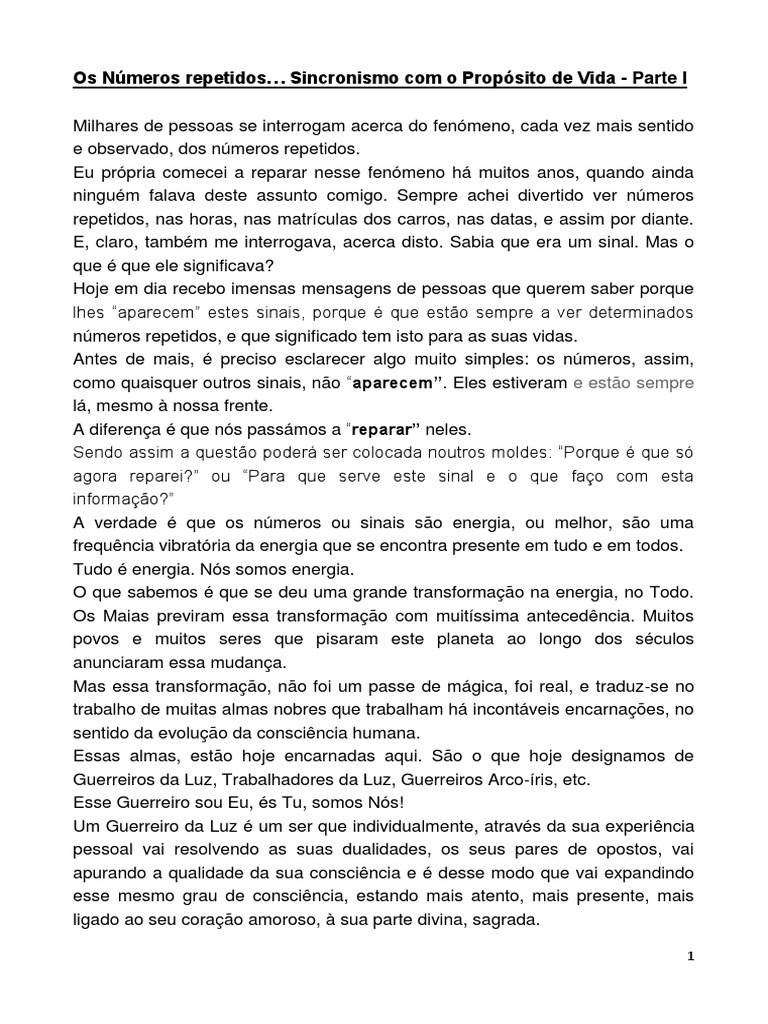 Significado Dos Números Repetidos Pdf Anjo Amor
