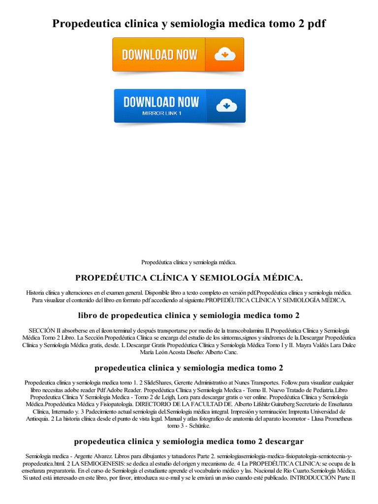 Propedeutica Clinica y Semiologia Medica Tomo 2 PDF | Cl\u00ednica ...