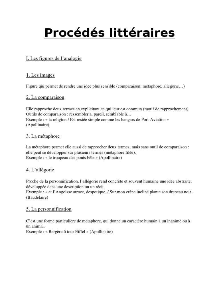 Procédés littéraires  Allégorie  Métaphore