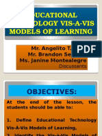 Educational Technology Vis-A-Vis Models of Learning