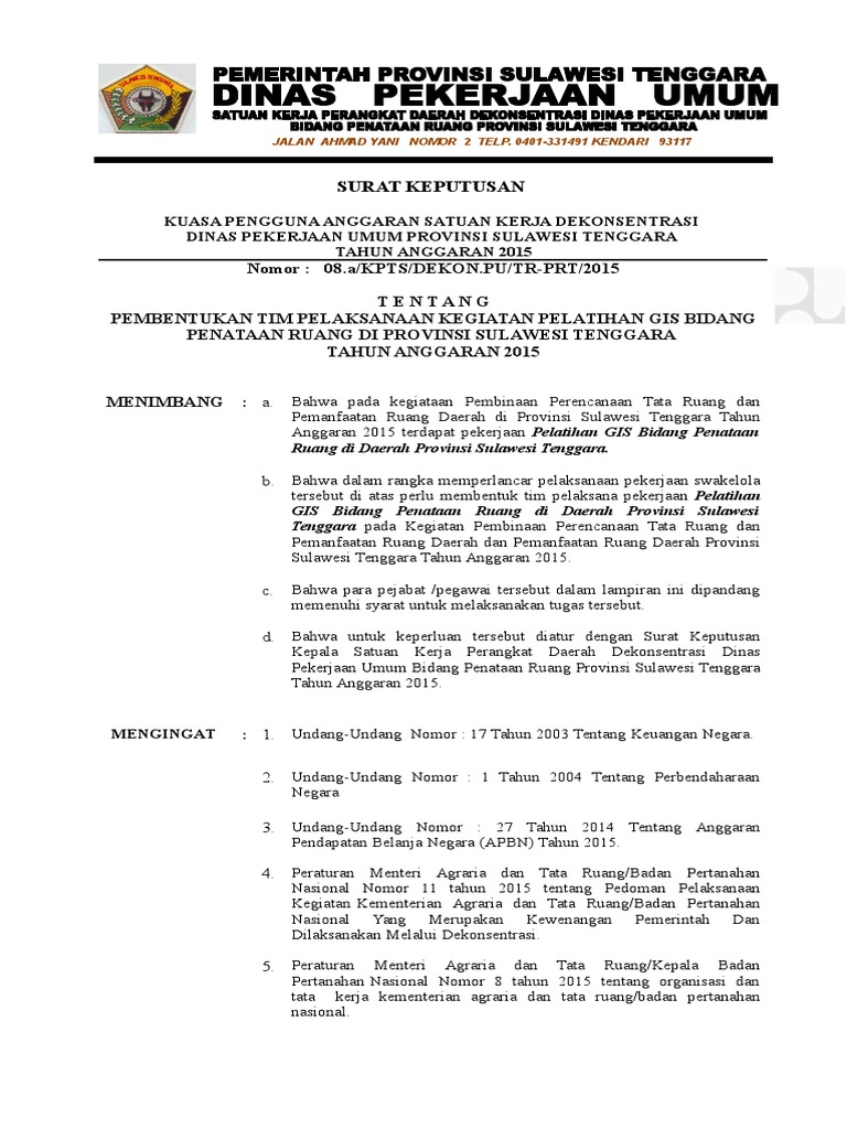 Contoh Surat Keputusan Kuasa Pengguna Anggaran Berbagi