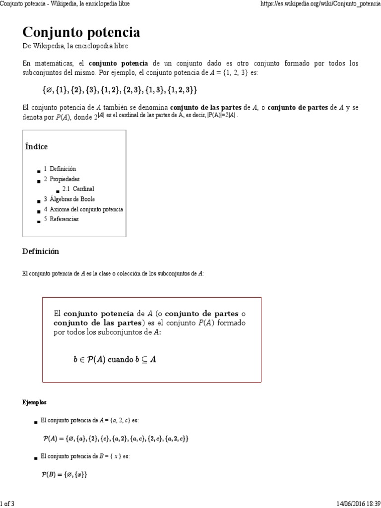 Conjunto Potencia Wikipedia, La Enciclopedia Libre PDF Conjunto