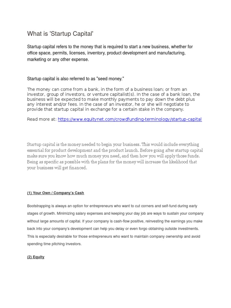Understanding Startup Capital Essentials | PDF | Business | Finance ...