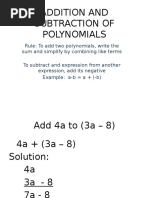 Addition and Subtraction of Polynomials & Law of Exponents