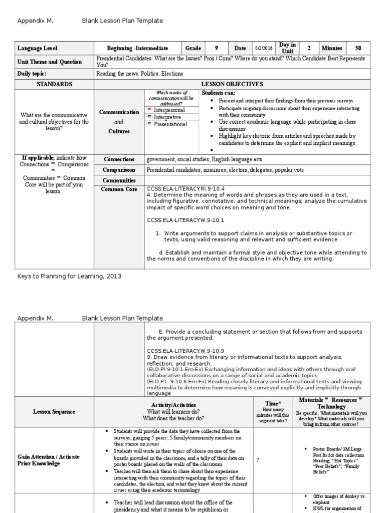 Lesson Plan: Analyzing Presidential Candidates | PDF | Lesson Plan ...