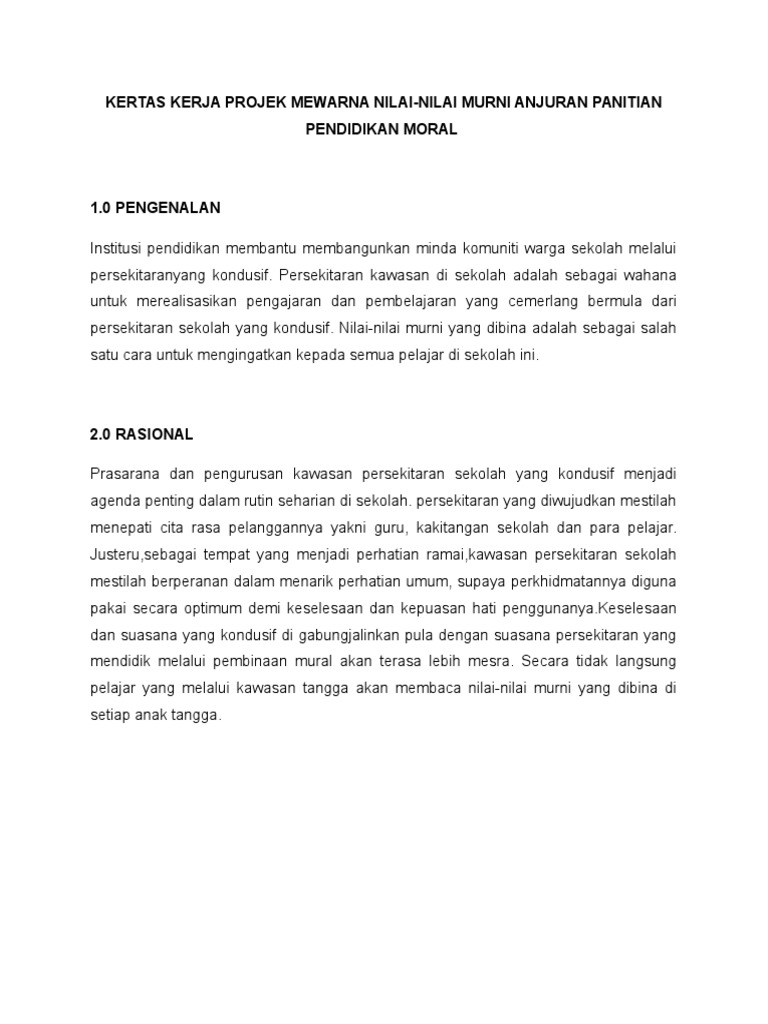 projek pendidikan moral sekolah rendah