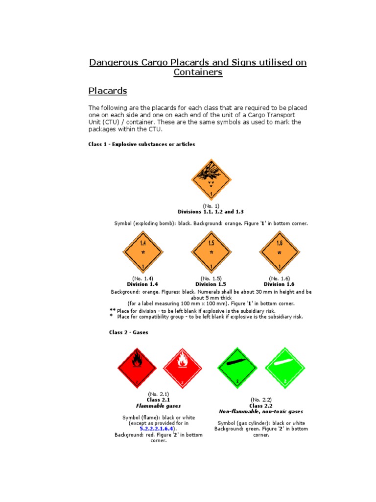 IMDG Placards | PDF | Dangerous Goods | Flammability