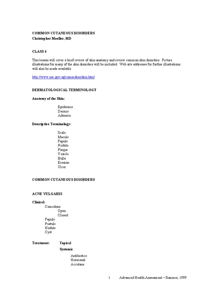 Lesson4 Cutaneous Assessment | PDF | Epidemiology | Integumentary System