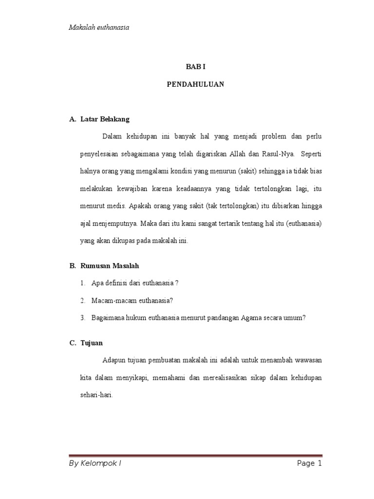 Makalah Euthanasia Dalam Pandangan Islam Pdf