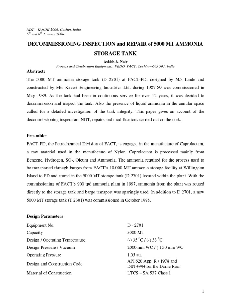 Tank Annular Inspection Report | PDF | Nondestructive Testing | Chemistry