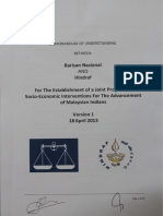 Memorandum of Understanding Between HINDRAF and Barisan Nasional (BN)