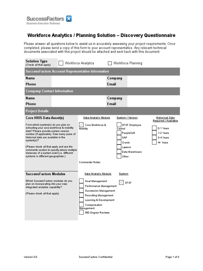 Workforce Analytics Discovery Questionnaire | PDF | Information ...