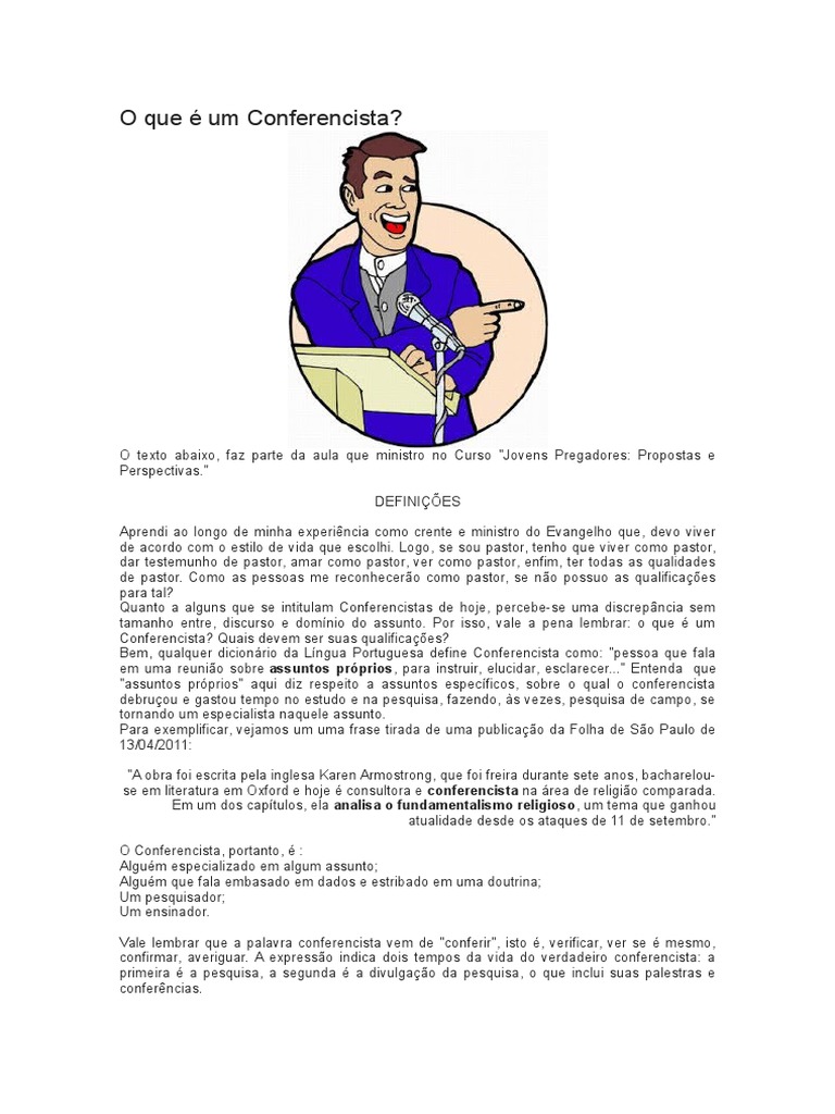 O Que É Um Conferencista | PDF | Pastor | Tempo