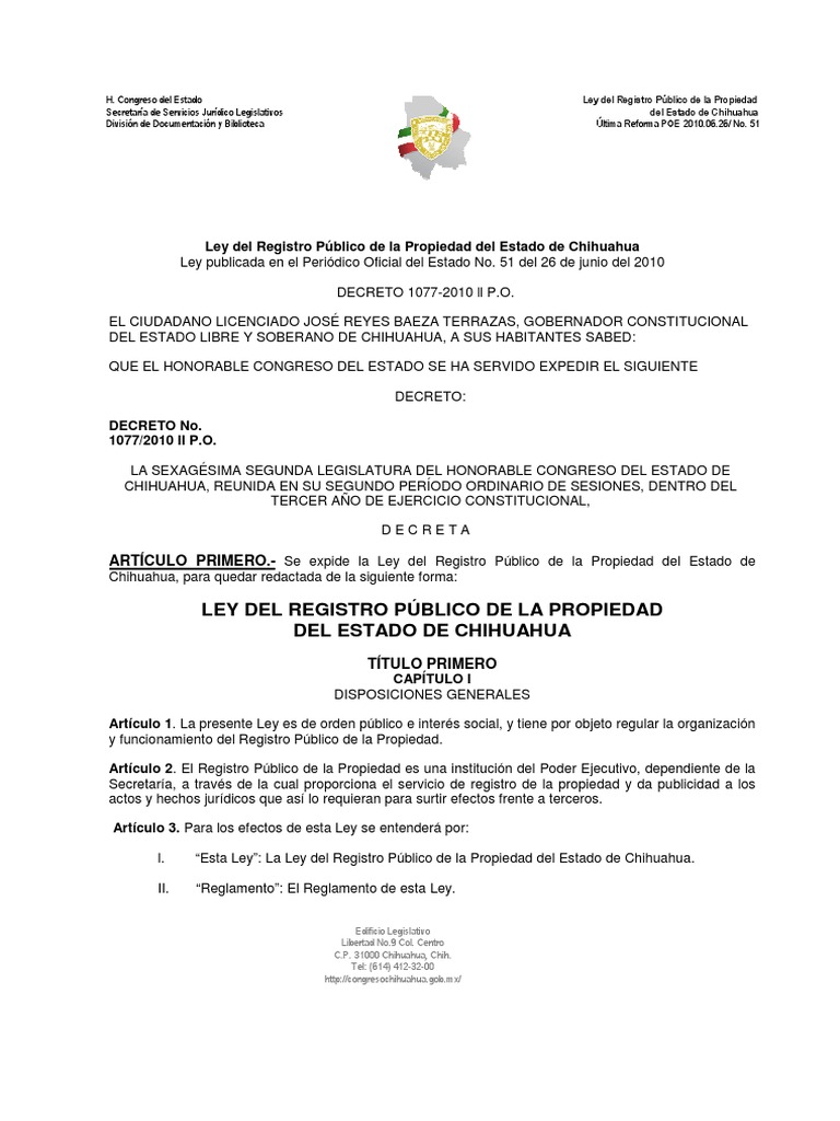 Ley Del Registro Publico de La Propiedad Propiedad Juez