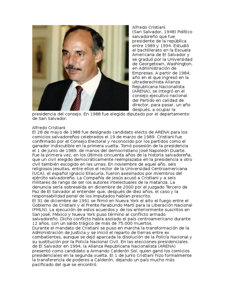 Alfredo Cristiani PDF Gobierno Política (general)