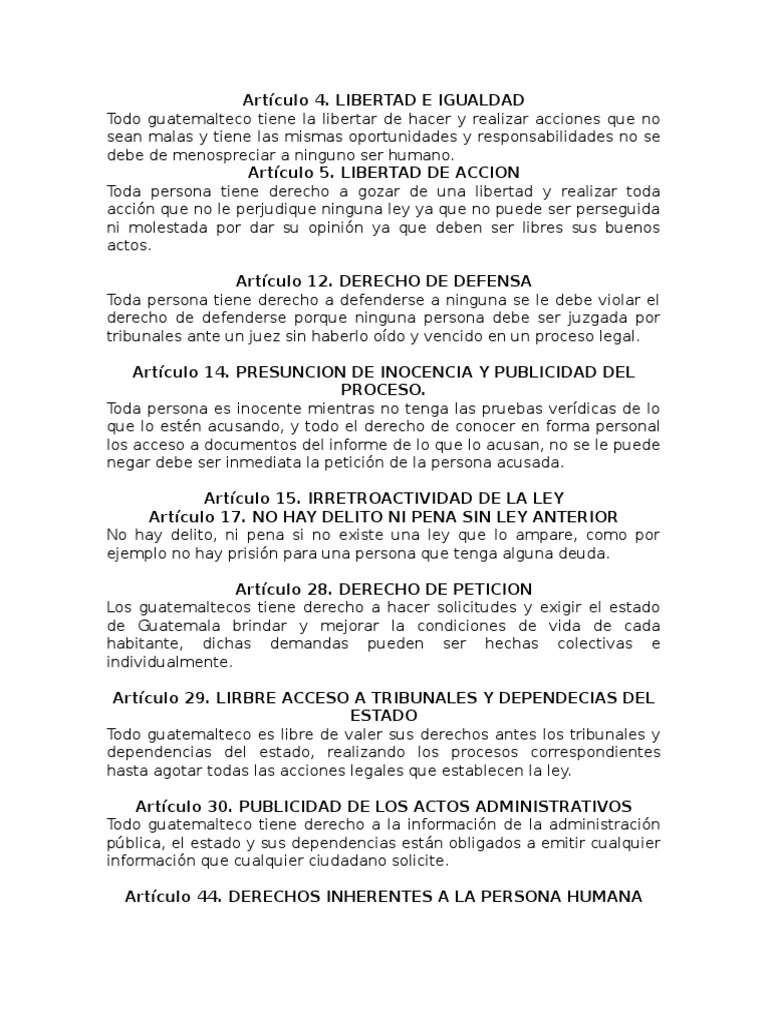Análisis de Derechos en la Constitución de Guatemala | PDF | Derecho ...