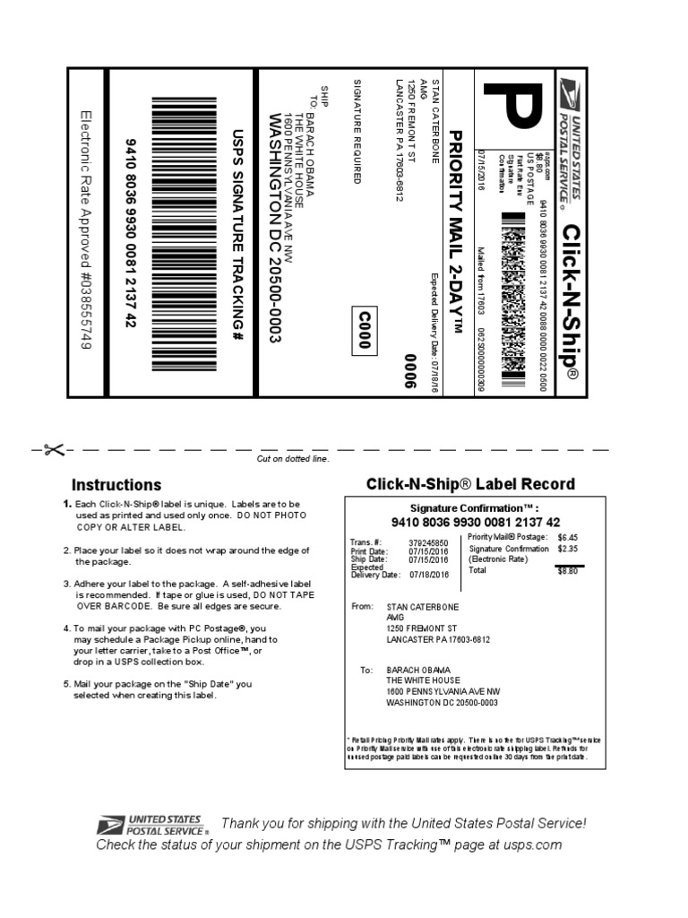 USPS Click-N-Ship Label Instructions | PDF | United States Postal ...