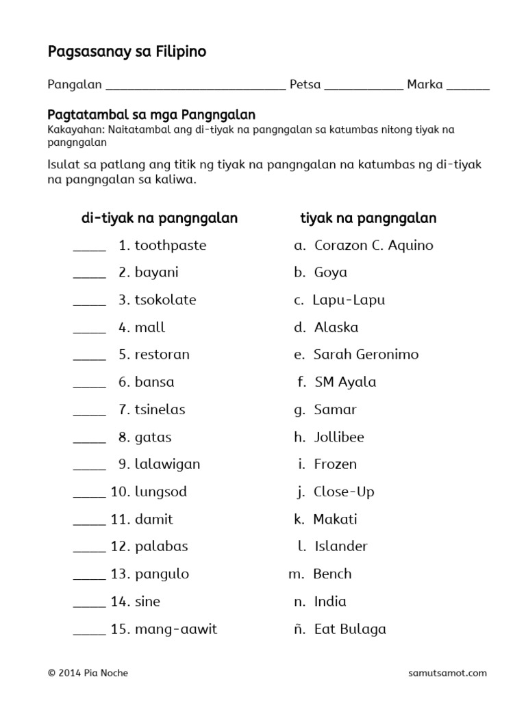 pantangi pambalana grade 2