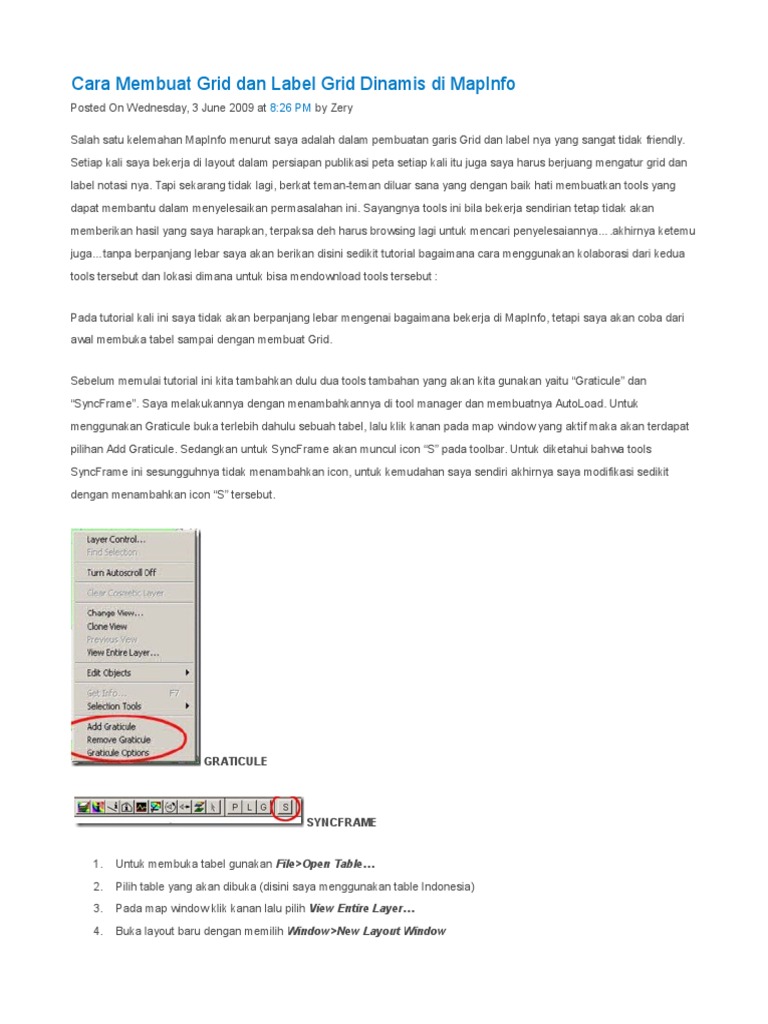 Tutorial Penggunaan Graticule di MapInfo | PDF