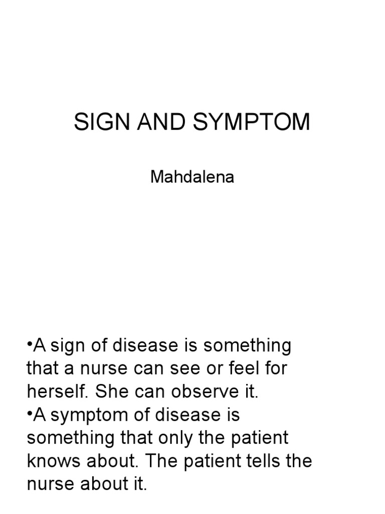 Signs vs. Symptoms in Nursing Care | PDF