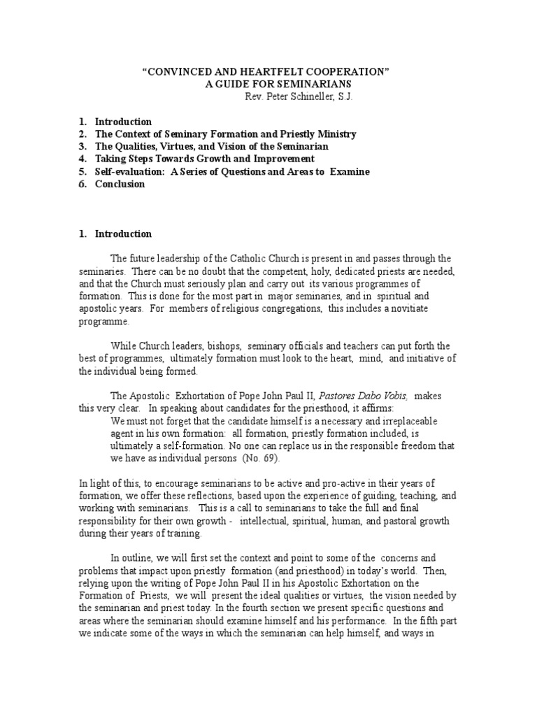 Guide to Seminary Formation for Priests | PDF | Catholic Church | Priest