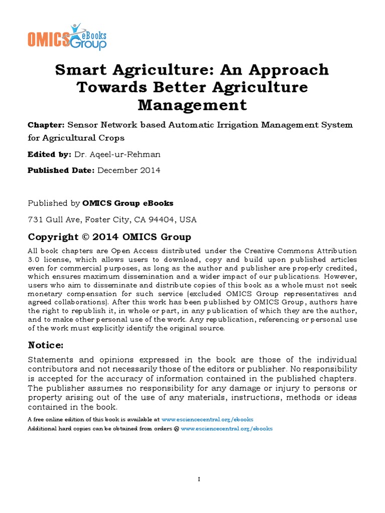 Sensor Network Based Automatic Irrigation | PDF | Wireless Sensor ...