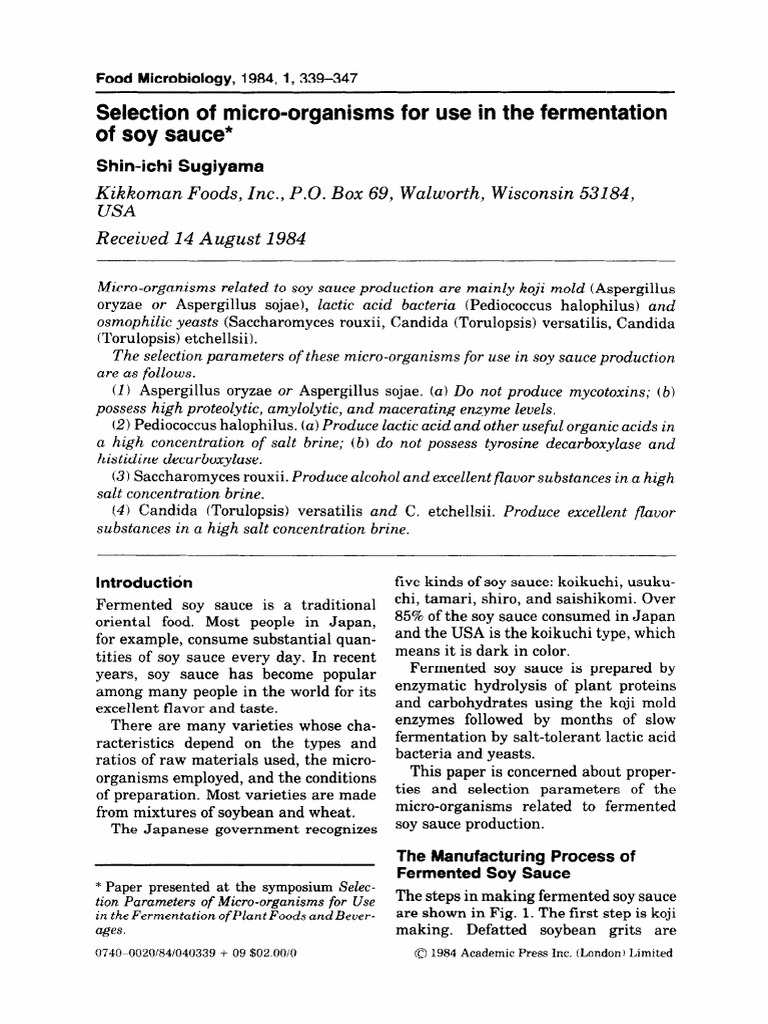 Fermentation Soy.sauce Soy Sauce Yeast