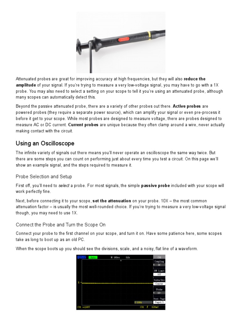 Using An Oscilloscope Probe Selection and Setup PDF