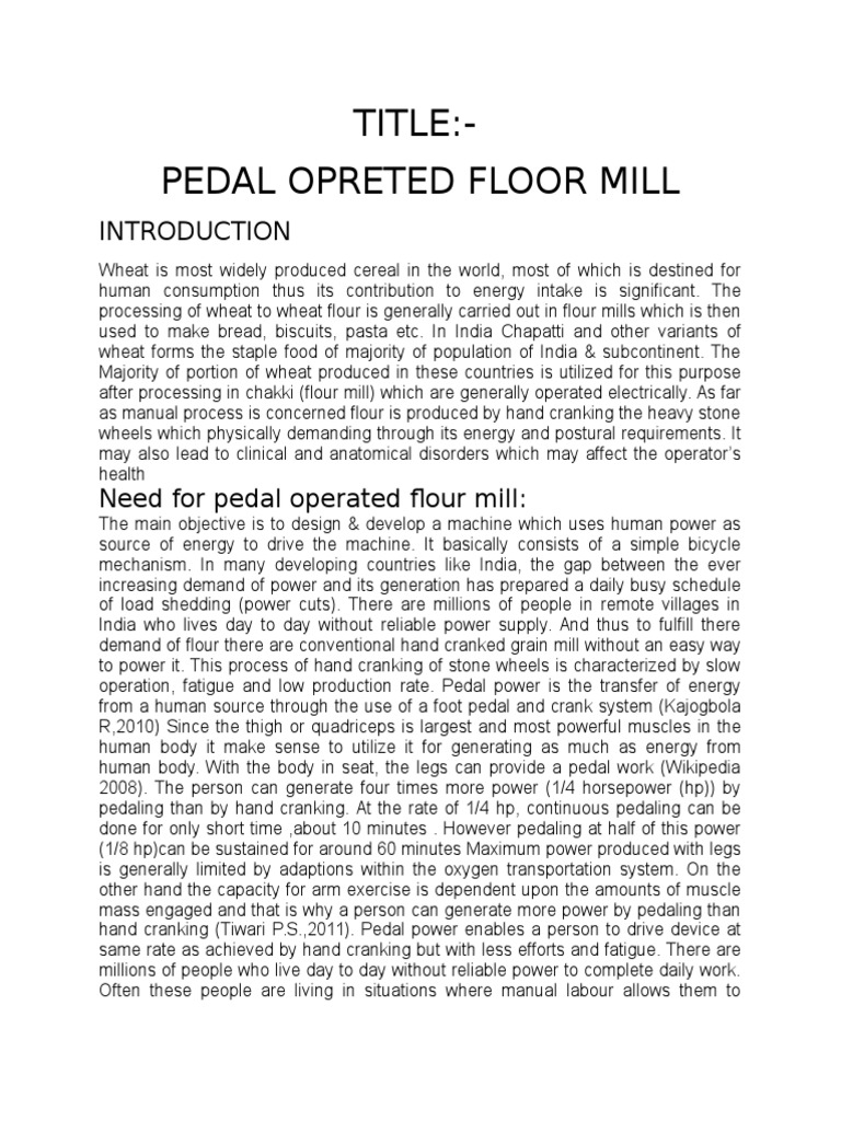 Design and Development of a PedalOperated Floor Mill for Efficient