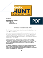 Mountain Party Endorses Hunt