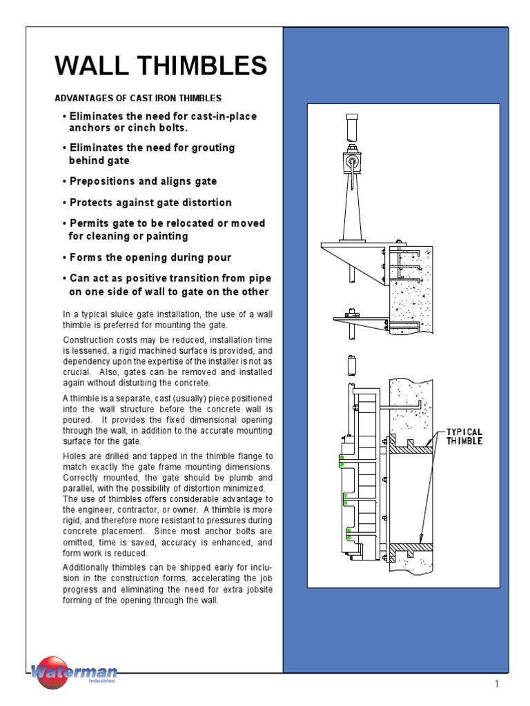 Wall Thimbles Mounted Gate Pipe (Fluid Conveyance) Concrete