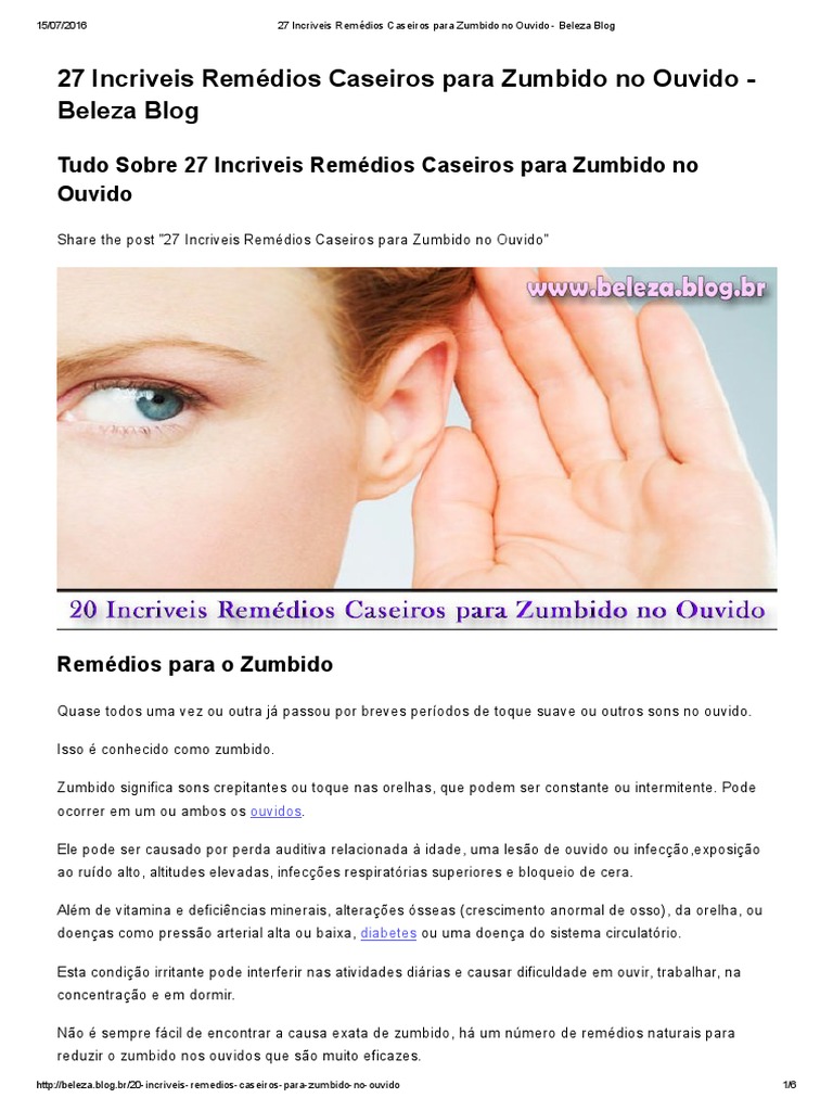27 Incriveis Remédios Caseiros para Zumbido No Ouvido - Beleza Blog ...
