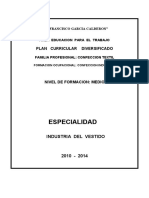 Plan Curricular Diversificado de Industria Del Vestido 2010 Enero