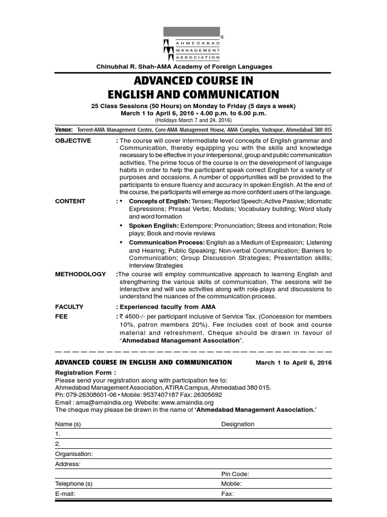 Advanced English Communication Course | PDF | English Language ...