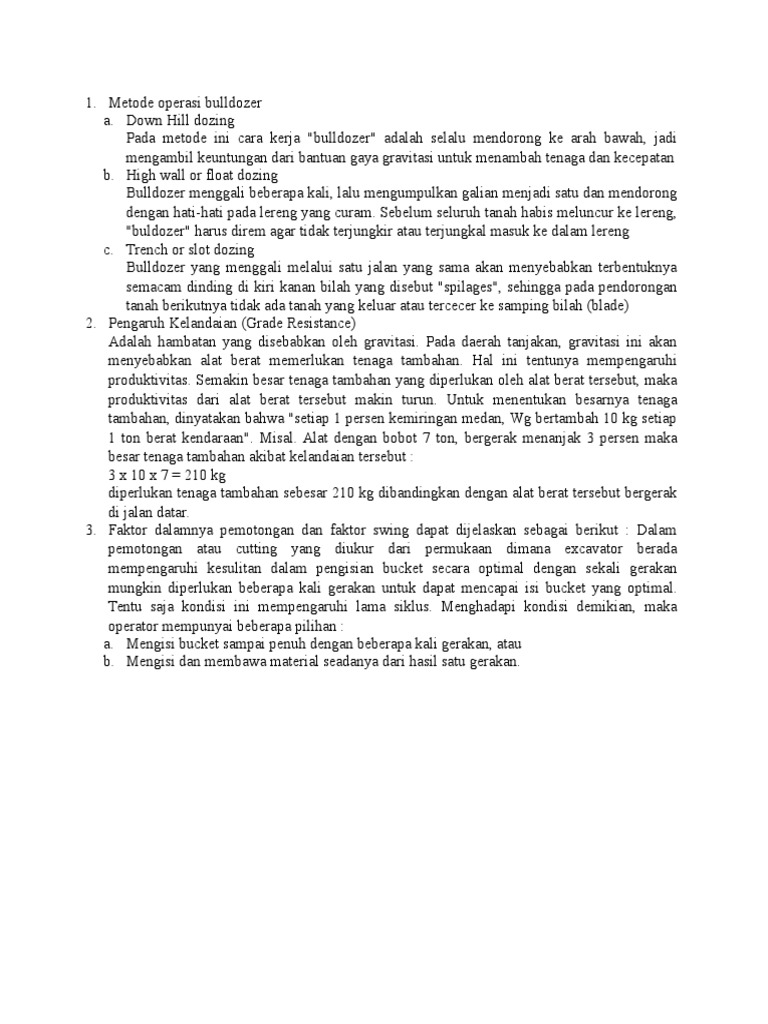 Metode Dozing pada Bulldozer | PDF