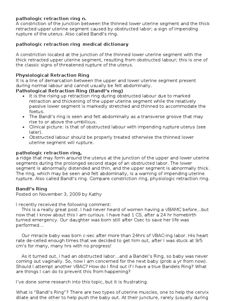 Retraction Ring Uterus Childbirth