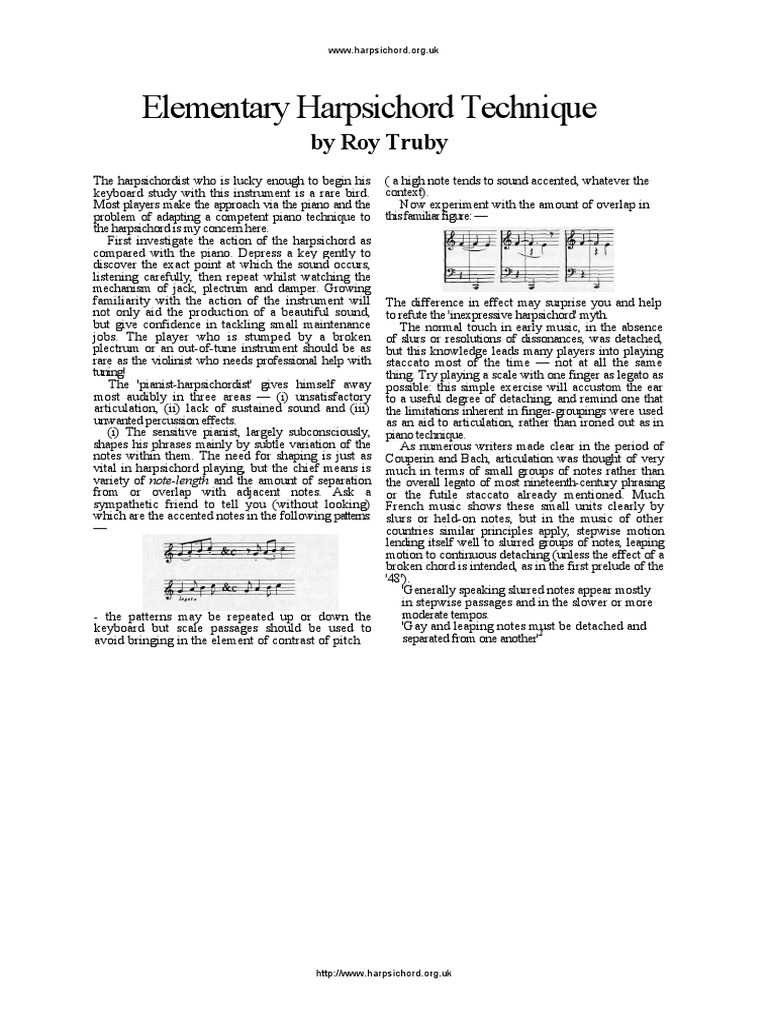 Elementary Harpsichord Technique PDF PDF Harpsichord Piano