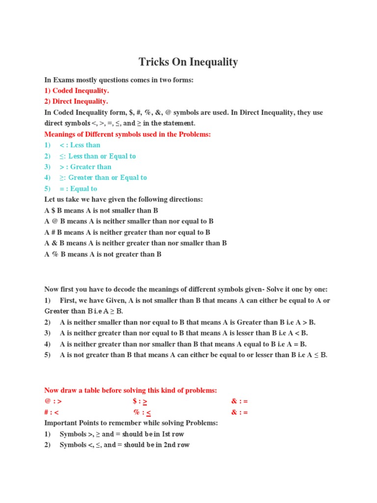 Coded Inequality Tricks PDF Inequality (Mathematics) Teaching