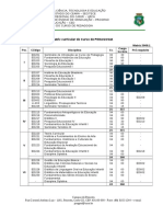 Matriz curricular do Curso de Pedagogia