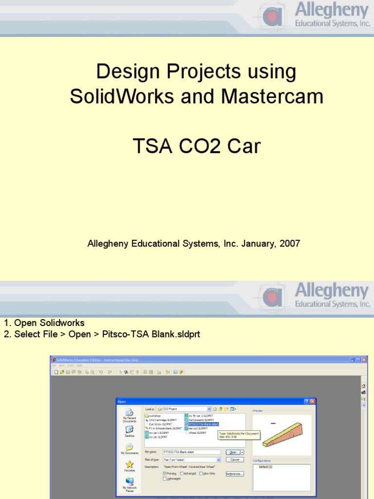 Design Projects Using Solidworks and Mastercam Tsa Co2 Car: Allegheny ...