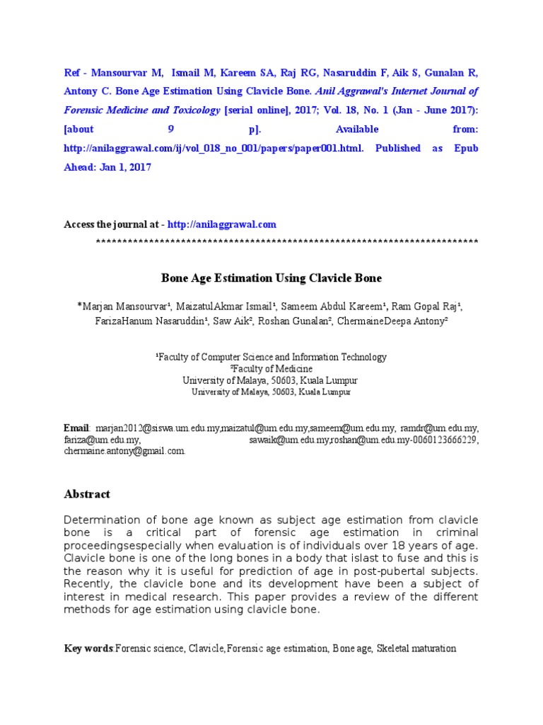 Bone Age Estimation Using Clavicle Bone | Bone | Musculoskeletal System