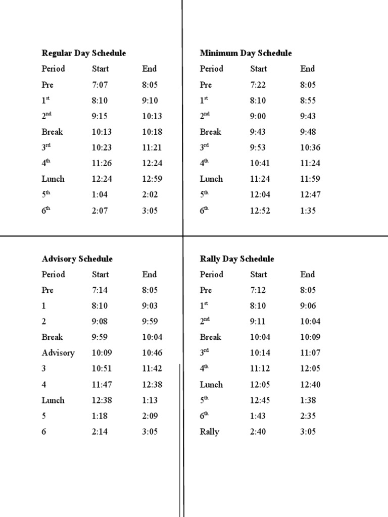 EHS Class Schedule PDF