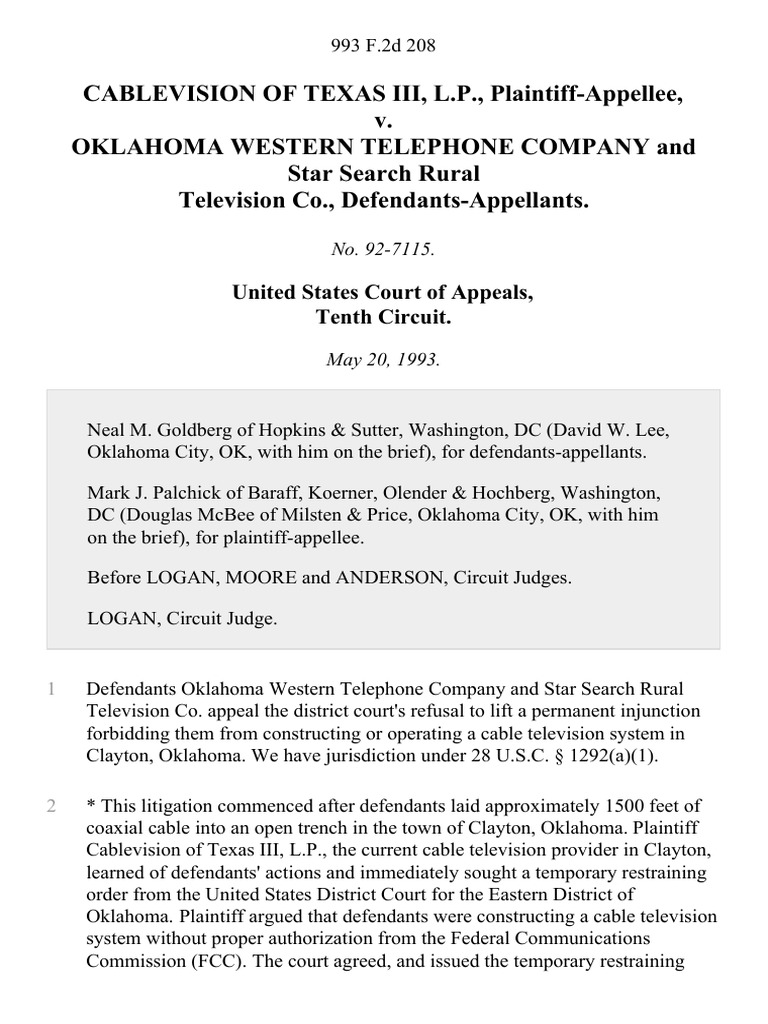 Cablevision of Texas Iii, L.P. v. Oklahoma Western Telephone Company